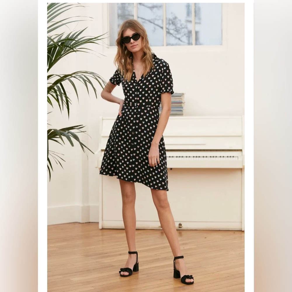 CLAUDIE PIERLOT HEART PRINTED MINI DRESS